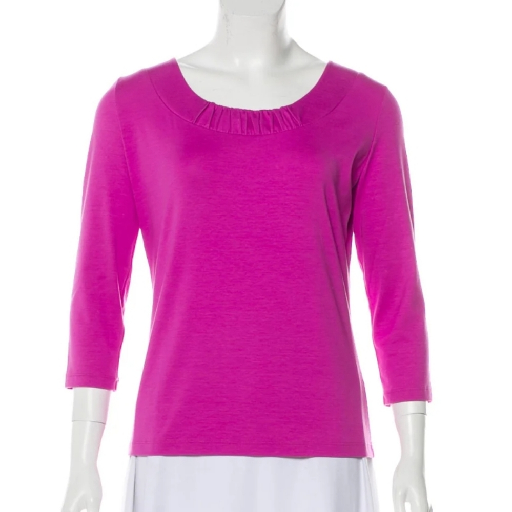Lafayette New York Purple Stretch Long Sleeve Top size S